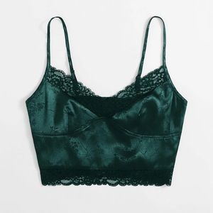 emerald green lace/silk tank/bralette